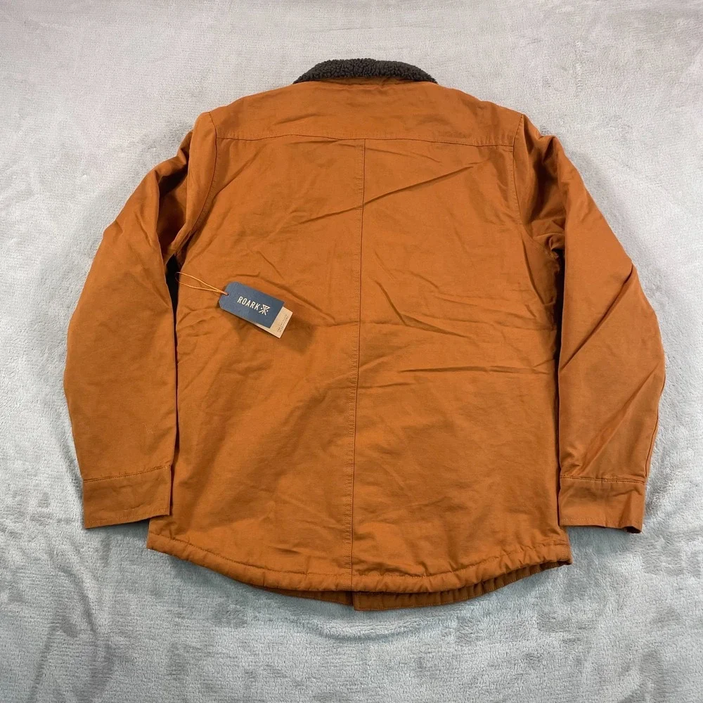 Roark Hebrides Jacket Medium Pecan High Pile Fleece Lined Snap Buttons‎ NWT $140